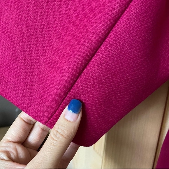 Zara puff sleeve wool blend belted coat fuchsia pink - Picture 9 of 15